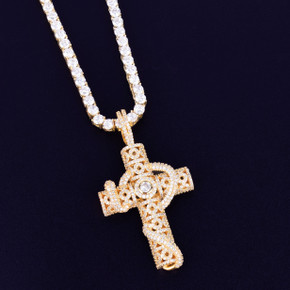 Gold Snake Cross Pendant
