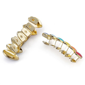 Hip Hop Gold Silver Rainbow Teeth Grillz Top Bottom Colorful Grills Set