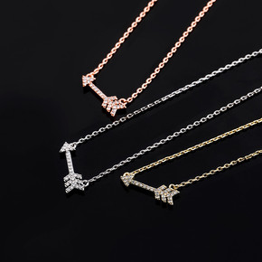 925 Sterling Silver Cupids Arrow Bling Charm Pendant Chain Necklace