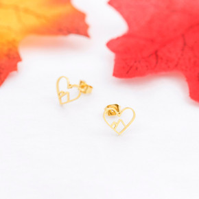 18k Gold Rose Gold Silver Over Stainless Steel Mountain Heart Fashion Earrings 