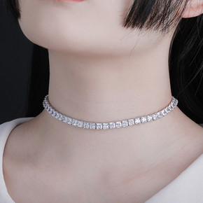 6mm Flooded Ice Princess Cut Square Choker Chain Necklace New Design