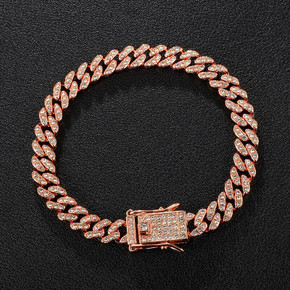 Keep It Classic 8MM Miami Cuban Link AAA Prong Set 14k Gold 925 Silver Rose Gold Bling Bracelet