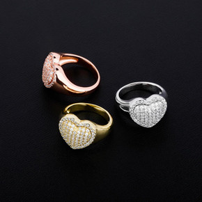 Ladies High Fashion Bling Delicate Heart AAA Micro Pave Bling Bling Rings