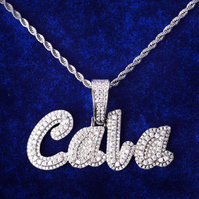 Three Row Raised Iced New Custom Design Blinged Out Personalized Chain Pendant