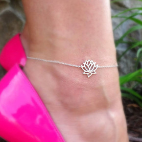 Elegant Dainty Classic Ladies Lotus Flower Gold Silver Rose Gold Ankle Anklet Bracelet 