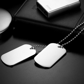 Mens Hip Hop Clean Classic Army Military Stainless Steel Dog Tag Pendant Chain Necklaces