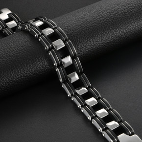 18mm Street Wear Fashion Motorcycle Chain Stainless Steel Silicone No Fade Mens Bracelets