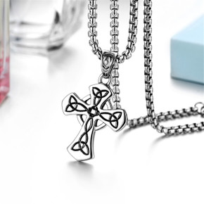 Man Of Substance Classic Look Stainless Steel Vintage Cross Pendant Chain Necklace