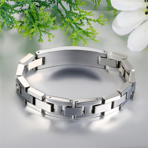 Mens ID Style high Polished Sleek Style Adjustable Clasp Stainless Steel Bracelet