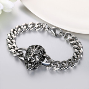 Dominant Man Stainless Steel Roaring Lion Hip Hop Bracelets