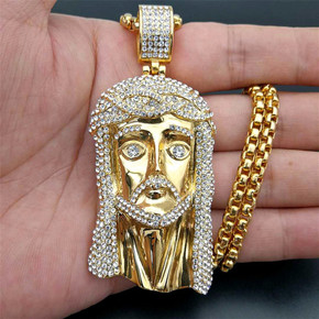 Mens No Fade Stainless Steel Jesus Piece Crucifix Hip Hop Chain Pendant