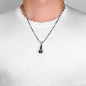 Mens No Fade Stainless Steel Iced Micro Phone Bling Pendant Chain Necklace