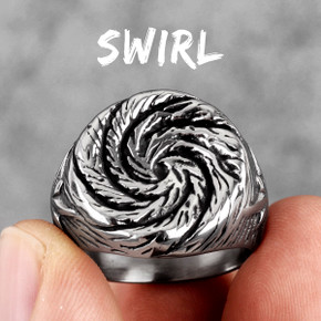 Black Hole Swirl No Fade Stainless Steel Unique Personality Rings
