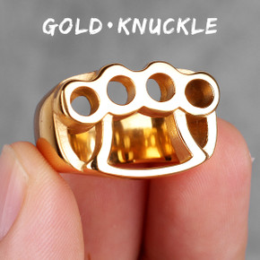 Mens No Fade 316L Stainless Steel Brass Knuckles Street Wear Hip Hop Rings