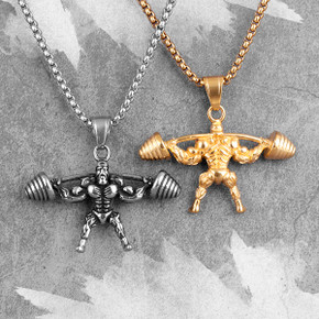 Mens 316L Stainless Steel Fitness Leg Day Street Wear Pendant Chain Necklace Mens 316L Stainless Steel Fitness Leg Day Street Wear Pendant Chain Necklace