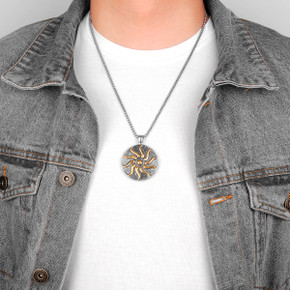 Helios | Greek God Of The Sun Stainless Steel Talisman Pendant Chain Necklace Helios | Greek God Of The Sun Stainless Steel Talisman Pendant Chain Necklace