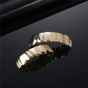 Hip Hop Grillz Half Ice Street Wear 14k Gold 925 Silver Bling Grillz