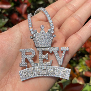 Revenue King | Mens Iced Blinged Out VVS Diamond CZ Crown REV Hip Hop Chain