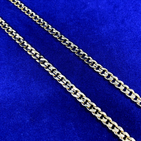 Mens 3mm 20 Inch 14k Gold Plated Concave Cuban Link Hip Hop Chain Necklace