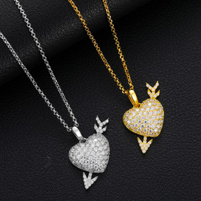 Ladies Love Found Me Genuine VVS Diamond Solid Sterling Silver Heart Arrow Necklace