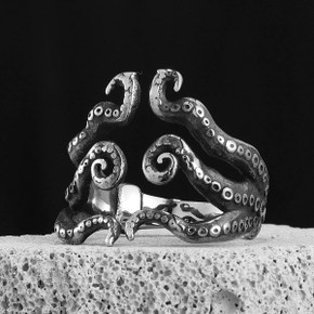 The Unique Man 316L Stainless Steel Octopus Squid Tentacle Street Wear No Fade Rings