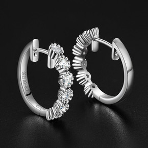 Genuine VVS 3.6ctw Diamond Hoop Solid Sterling Silver Casual Bling Hip Hop Earrings