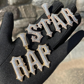 Custom Trap Star Prong Set Dancing Stones Iced Personalize Hip Hop Name Plate Pendant