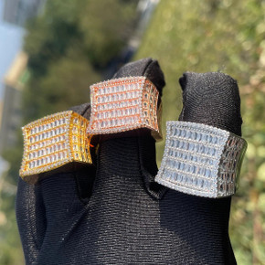 Mens 24k 925 Silver Rose Gold All Iced Baguette Blinged Out Hip Hop Rings Mens 24k 925 Silver Rose Gold All Iced Baguette Blinged Out Hip Hop Rings