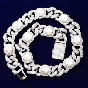 The Cuban Pearl | Hip Hop 24k 925 Silver Rose Gold Designer Chain Necklace The Cuban Pearl | Hip Hop 24k 925 Silver Rose Gold Designer Chain Necklace