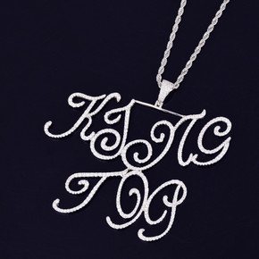 Clustered Script | VVS Diamond CZ Stone Scripted Letter Nameplate Necklace Clustered Script | VVS Diamond CZ Stone Scripted Letter Nameplate Necklace