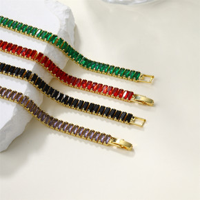 The Double Clasp | 6mm 18k Gold Solid No Fade Stainless Steel Baguette Bracelet The Double Clasp | 6mm 18k Gold Solid No Fade Stainless Steel Baguette Bracelet