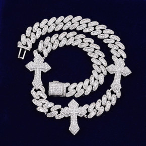 The Cuban Cross Link | VVS Diamond CZ 5A Iced Blinged Out Chain Necklace