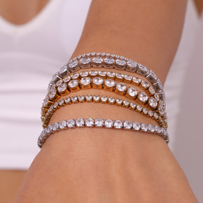 VVS Diamond Zircon 18k Gold Waterproof Tarnish Free 316L Stainless Steel Women's Bling Bracelets