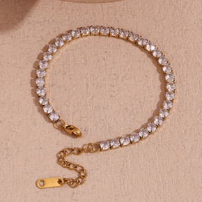 VVS Diamond Zircon 18k Gold Waterproof Tarnish Free 316L Stainless Steel Women's Bling Bracelets