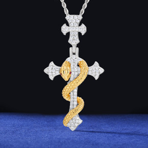 Good VS Evil | Solid 925 Sterling Silver Moissanite Hip Hop Cross Pendant Chain