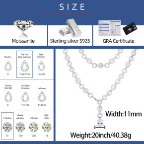 Tear Drop | Solid Sterling Silver Moissanite Diamond Tear Drop Chain Necklace