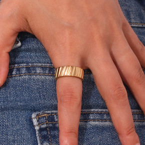 18k Gold Waterproof Tarnish Free Classic Stainless Steel Wide Band Rings