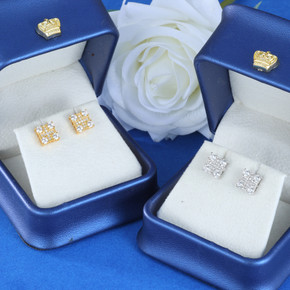 Solid Sterling Silver Iced Blinged Out Square Moissanite Diamond VVS Hip Hop Earrings