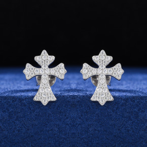 Mens Solid 925 Sterling Silver Moissanite Diamond Arrow Cross Stud Hip Hop Earrings Mens Solid 925 Sterling Silver Moissanite Diamond Arrow Cross Stud Hip Hop Earrings