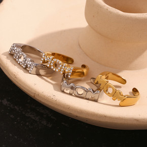 18k Gold Waterproof Stainless Steel MOM CZ Hypoallergenic Adjustable Rings
