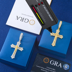 18k Gold Solid 925 Sterling Silver Jesus Crucifix D VVS Moissanite Diamond Cross Pendant 