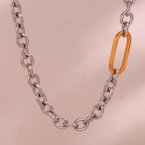 Waterproof Stainless Steel 18k Gold No Fading Link Chain Choker Necklaces Bracelet Set
