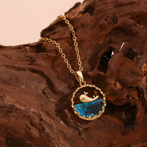 Blue Ocean Whale | 18k Gold Waterproof Solid Stainless Steel Pendant Necklace