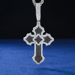 Cross Of Peace | Moissanite Diamond Solid Sterling Silver Black VVS Hip Hop Cross Pendant