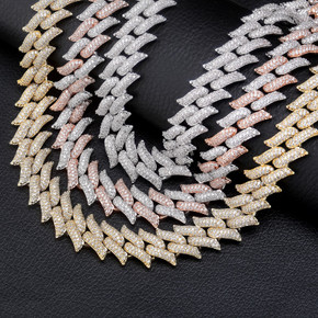 16mm Big Box Clasp 14k Rose Gold Silver Flooded Ice Miami Cuban Link AAA Micro Pave Stone Chain 16mm Big Box Clasp 14k Rose Gold Silver Flooded Ice Miami Cuban Link AAA Micro Pave Stone Chain