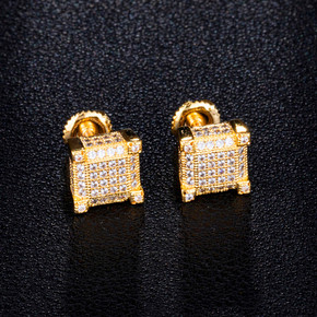AAA Micro Pave Flooded Ice Square Cut Hip Hop Earrings AAA Micro Pave Flooded Ice Square Cut Hip Hop Earrings