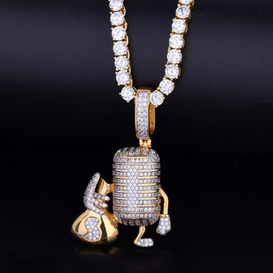 18k Gold Microphone Money Bag Pendant