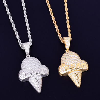 Cream Cone Iced Pendant