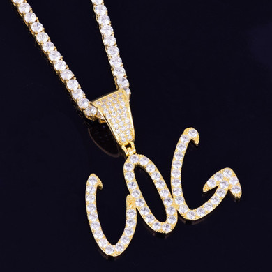 Fine Print 18k Silver Rose Gold Custom Letter Hip Hop Chain Necklace