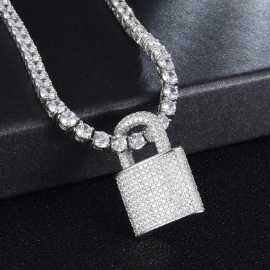 Game On Lock AAA Micro Pave Flooded Ice 18k Gold .925 Silver Hip Hop Pendant